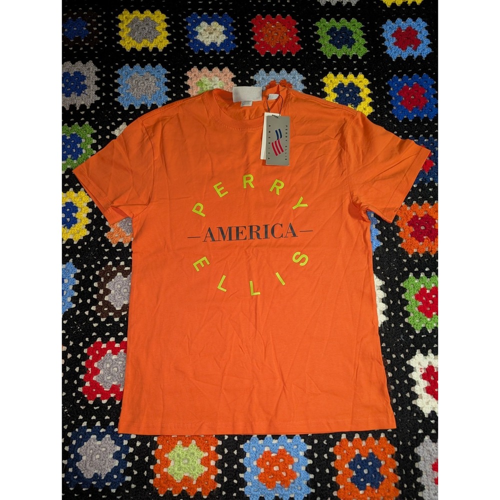 Perry Ellis America T Shirt Orange Size Small New‎
